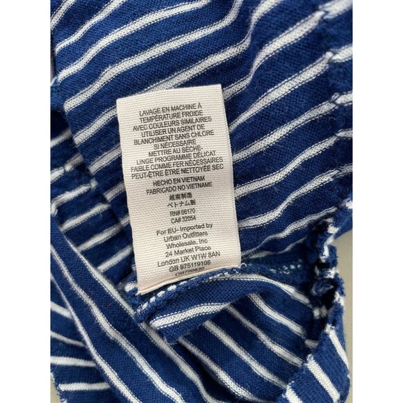 We The Free Henley Top Size Large Striped Long Sleeve Blue White Comfy Nautical - Picture 6 of 8